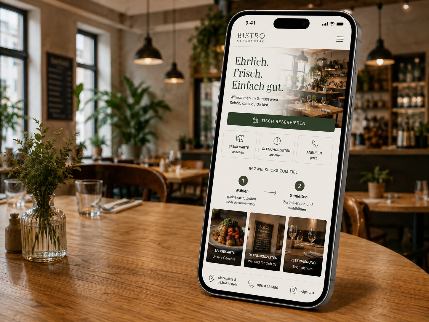 Vorschau eines digitalen Auftritts für Gastronomie